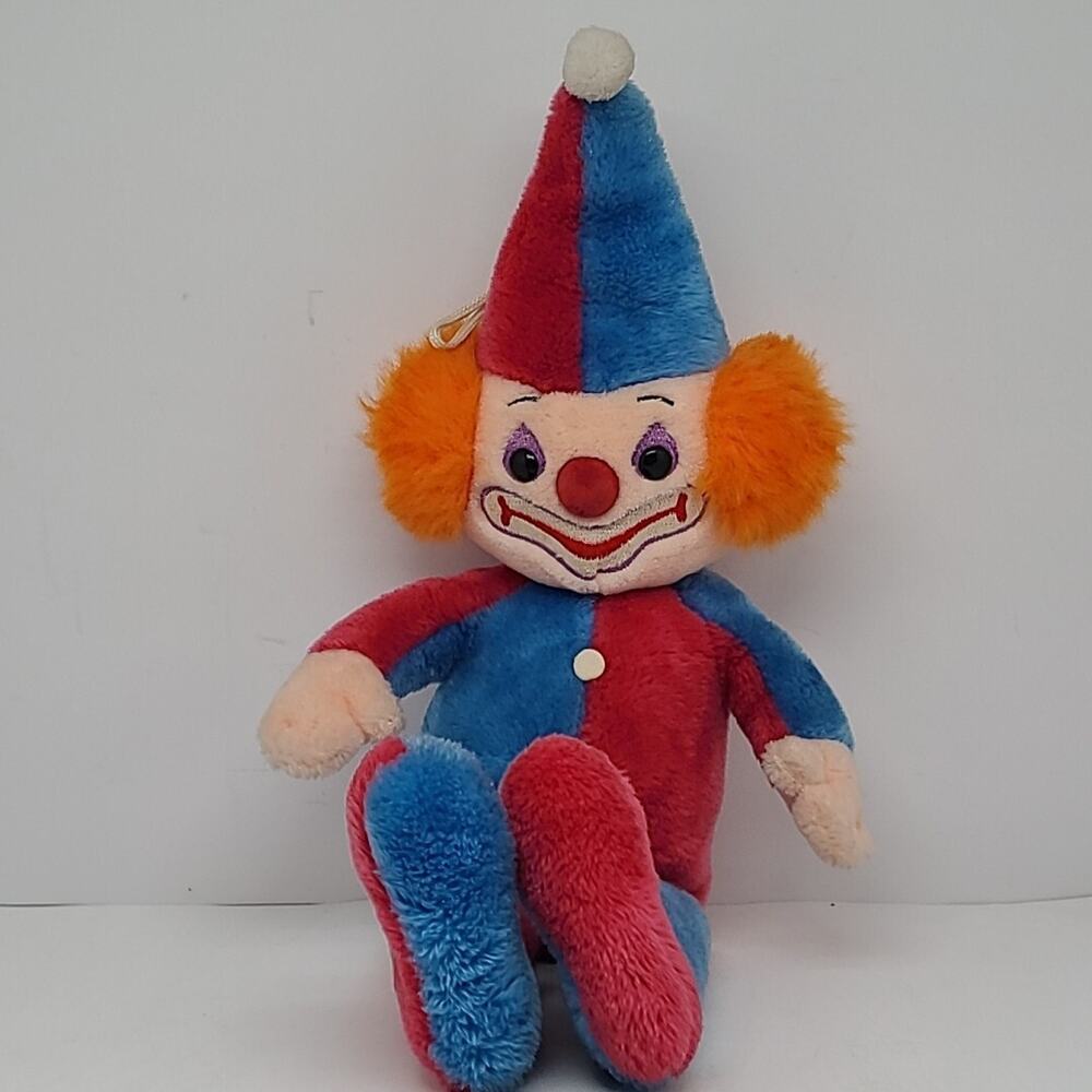 Vintage 1980s Clown Plush Mighty Star Clint the Clown 80s Stuffed Clown Doll 21”